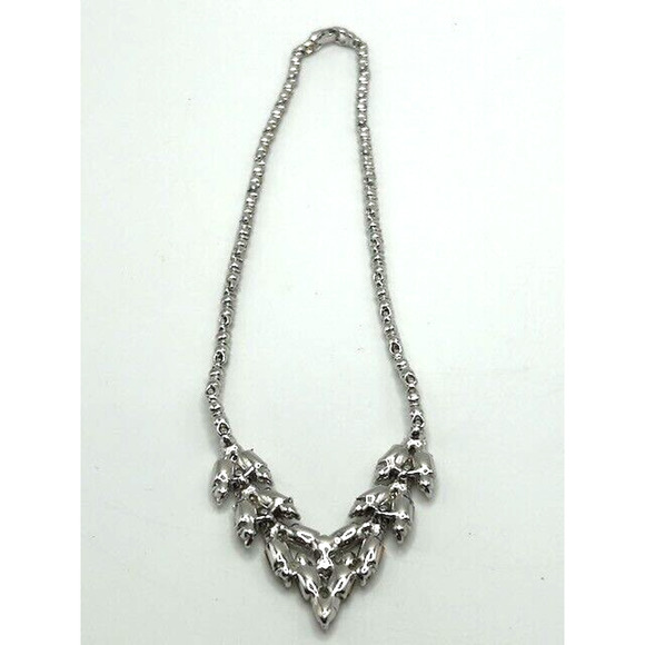 Vintage Silver Tone Bogoff Rhinestone Art Deco Style Drop Necklace - Picture 9 of 11